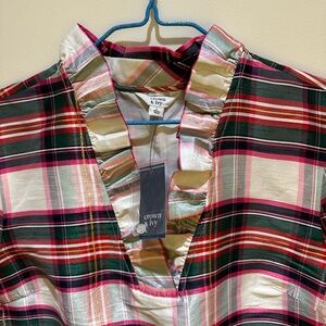 Crown & Ivy Multicolor Plaid Ruffle Top